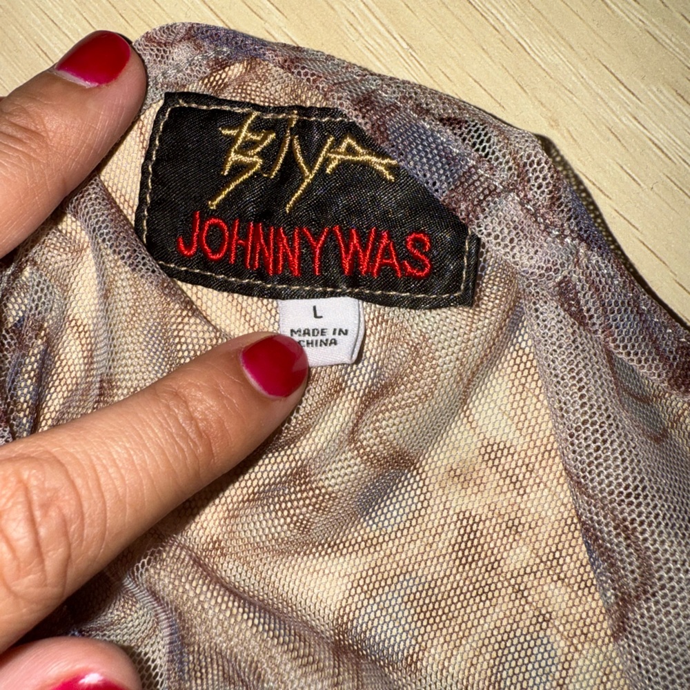 Biya by Johnny Was Vevi Embroidered Mesh Maxi Dress L - Picture 5 of 6